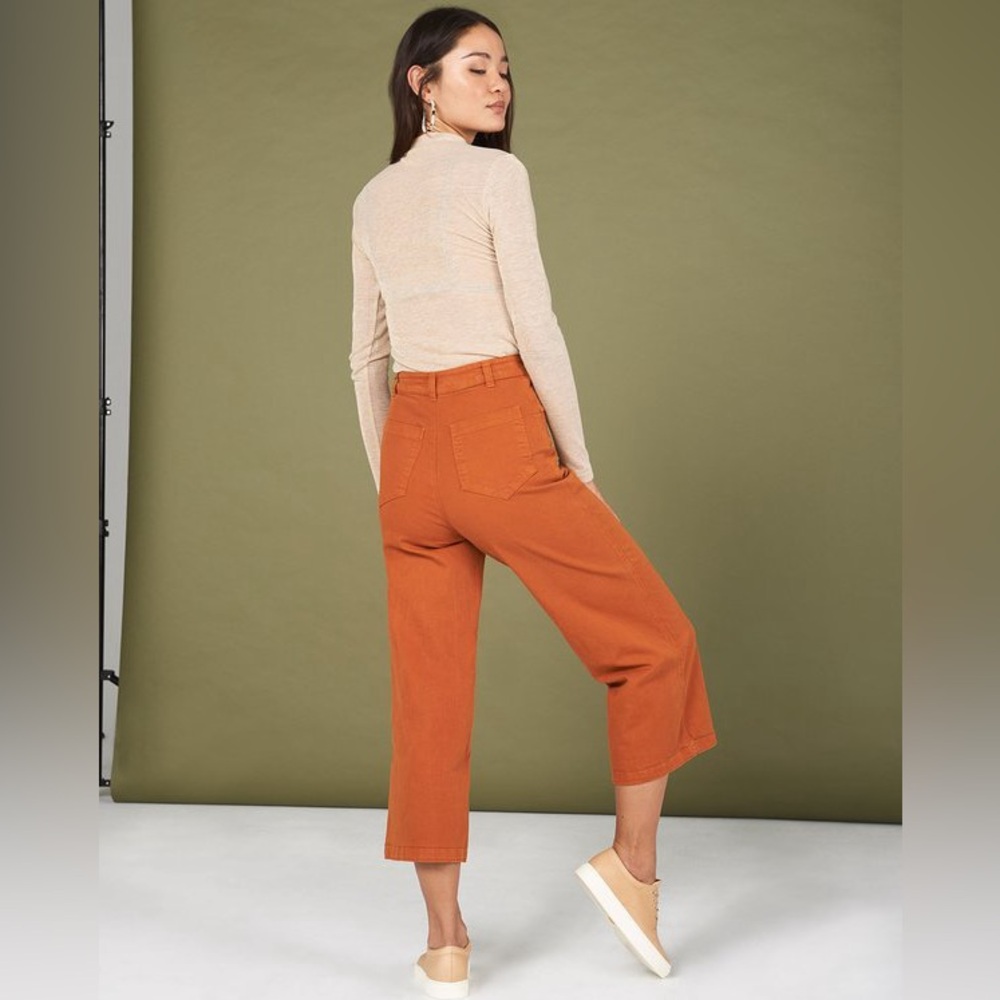 Whimsy + Row Flora Crop Wide Leg Pant In Rust Siz… - image 1